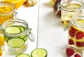 Healthy Spa Water with Fruit and vegetable. Royalty Free Stock Photo