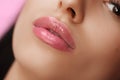 Permanent Make-up on her Lips. Royalty Free Stock Photo
