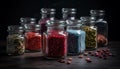 Healthy spices in jars, fresh from nature generated by AI