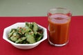 Healthy Spinach Salad Meal with Diced Vegetables and Vegetable Juice Royalty Free Stock Photo