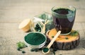 Healthy spirulina drink in the glass
