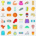 Healthy sport icons set, cartoon style Royalty Free Stock Photo