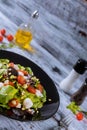 Healthy spring salad olive oil with mozzarella, ruccola and tomatoes Royalty Free Stock Photo