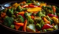 Healthy stir fried vegetarian meal with fresh veggies and spices generated by AI