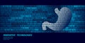 Healthy stomach digestion internal organs. Binary code data flow. Doctor online innovative technology vector Royalty Free Stock Photo