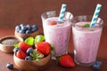 Healthy strawberry blueberry smoothie with chia seed