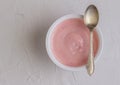 Healthy strawberry fruit flavored yogurt with natural coloring i Royalty Free Stock Photo