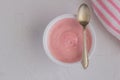 Healthy strawberry fruit flavored yogurt with natural coloring Royalty Free Stock Photo