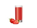 Healthy strawberry juice on a white background Royalty Free Stock Photo