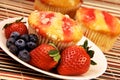 Healthy Strawberry Muffin Desert and Fruit