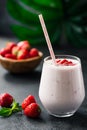 Healthy strawberry smoothie milkshake in glass Royalty Free Stock Photo