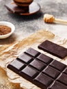 Healthy Sugar free Homemade raw chocolate with honey Royalty Free Stock Photo