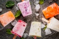 Juices and smoothie popsicles Royalty Free Stock Photo