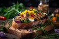 Healthy Summer Sandwich with Eggs Avocado and fresh salad, perfect for a quick and nourishing meal Royalty Free Stock Photo