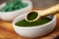 Healthy supplement - spirulina and chlorella Royalty Free Stock Photo