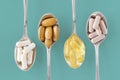 Supplements on teaspoons Royalty Free Stock Photo