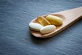 Healthy supplements on wooden spoon Royalty Free Stock Photo
