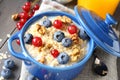 Healthy Tasty Homemade Oatmeal with Berries for Breakfast Royalty Free Stock Photo