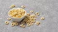 Healthy and tasty ringlets dry breakfast in white bowl