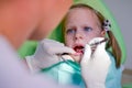 Healthy teeth patient girl at dentist office Royalty Free Stock Photo