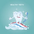 Healthy teeth.Vector illustration. Illustration for children dentistry and orthodontics. Image toothbrush, to Royalty Free Stock Photo