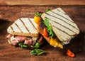 Healthy toasted sandwiches from a BBQ picnic Royalty Free Stock Photo