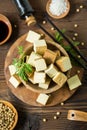 Healthy Tofu cheese in the bowl Royalty Free Stock Photo