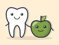 Healthy tooth and apple.