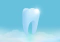 Healthy tooth with cloud on blue background , teeth whitening concept, illustration vector Royalty Free Stock Photo