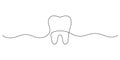 Healthy tooth, continuous art line drawing. Dentistry health of teeth. Smooth whole healthy tooth. Single hand drawn