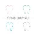 Healthy tooth hand drawn icons set