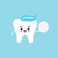 Healthy tooth holds white pill pain reliever Royalty Free Stock Photo