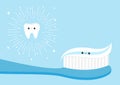 Healthy tooth icon set. Toothbrush toothpaste. Cartoon character.