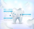 Healthy Tooth ,medical infographic ,Under Protection, Teeth Whitening,glowing effect,3D, realistic, Dental design Royalty Free Stock Photo