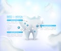 Healthy Tooth ,medical infographic ,Under Protection, Teeth Whitening,glowing effect,3D, realistic, Dental design Royalty Free Stock Photo