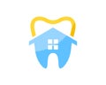 Healthy tooth with simple house inside Royalty Free Stock Photo