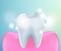 Healthy Tooth ,Under Protection, tooth in the gum. healthy gums. Teeth Whitening, glowing effect,3D, realistic, Dental design Royalty Free Stock Photo