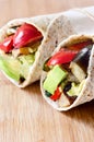 Healthy tortilla wraps with roasted vegetables Royalty Free Stock Photo