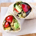 Healthy tortilla wraps with roasted vegetables Royalty Free Stock Photo