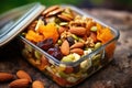 healthy trail mix snack in a reusable container