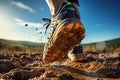 Healthy Trail Running Adventure in the Breathtaking Mountain Landscape. created with Generative AI Royalty Free Stock Photo