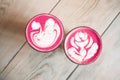 Beetroot latte top view. Royalty Free Stock Photo