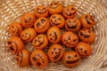 Healthy Trick or Treat snack Mandarin oranges Jack o Lantern faces Royalty Free Stock Photo