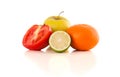 Healthy tropical fresh fruits on white background Royalty Free Stock Photo