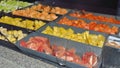 Healthy Tropical fruit in buffet trays Royalty Free Stock Photo