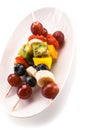 Healthy tropical fruit kebabs