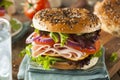 Healthy Turkey Sandwich on a Bagel Royalty Free Stock Photo