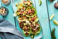 Healthy turkey taco lettuce wraps on a platter ready for serving. Royalty Free Stock Photo