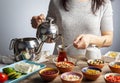 Healthy Turkish breakfast with tea Royalty Free Stock Photo