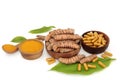 Healthy Turmeric Root Powder and Supplement Capsules